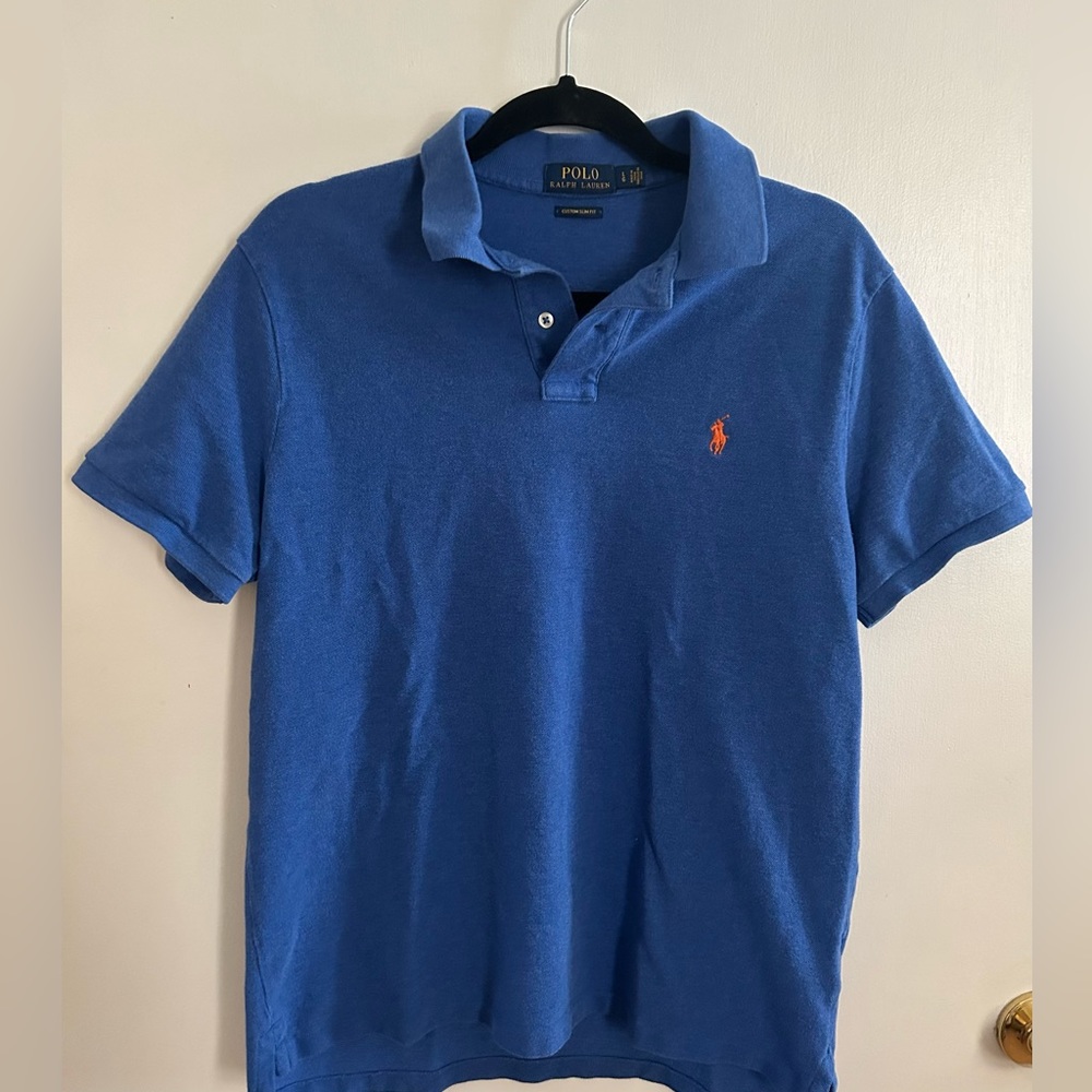 Polo Ralph Lauren Mens Large Custom Slim Fit Blue Short Sleeve Classic Pony